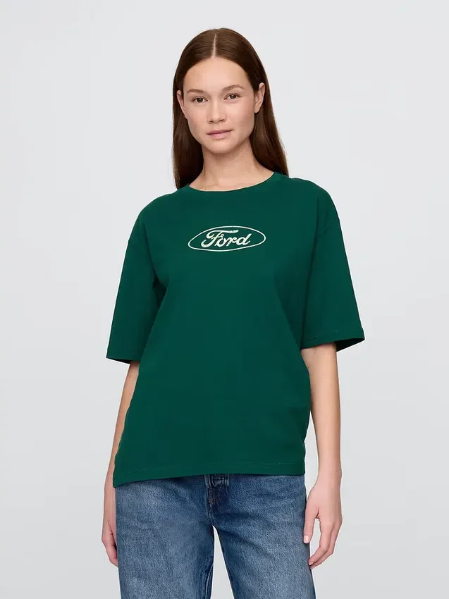 Kalın Ford Grafikli Kısa Tişört
