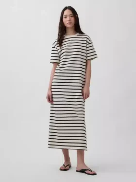 Kalın Kumaşlı Oversized Maxi Tişört Elbise