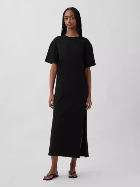 Kalın Kumaşlı Oversized Maxi Tişört Elbise
