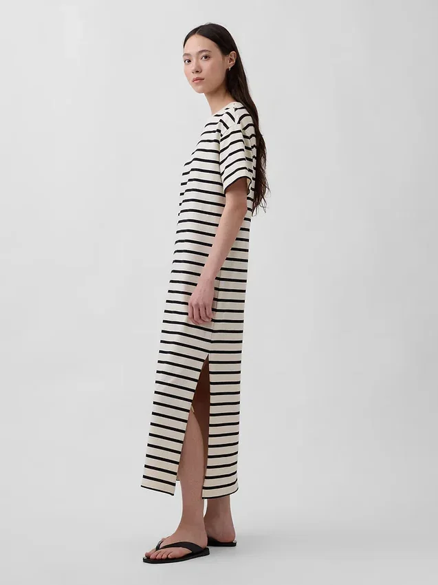 Kalın Kumaşlı Oversized Maxi Tişört Elbise