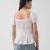 Kare Yaka Dantel Süslemeli Peplum Bluz