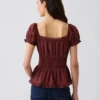 Kare Yaka Dantel Süslemeli Peplum Bluz