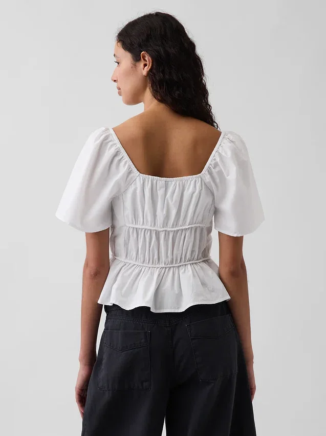 Kare Yaka Peplum Üst Giyim
