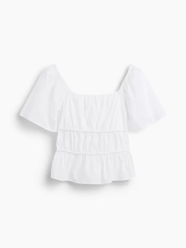 Kare Yaka Peplum Üst Giyim