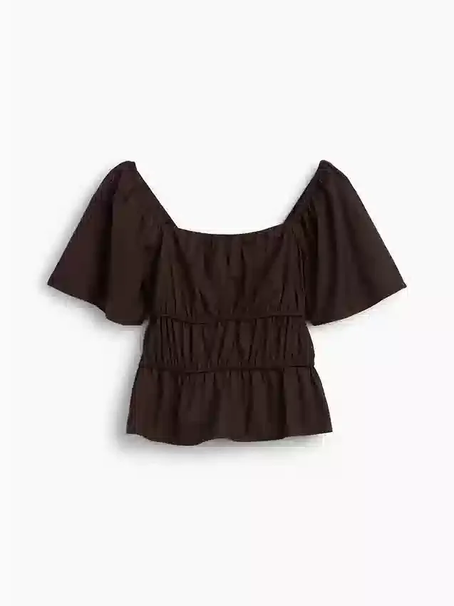 Kare Yaka Peplum Üst Giyim