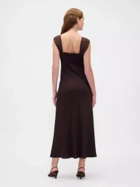Karışık Malzemeli Maxi Elbise