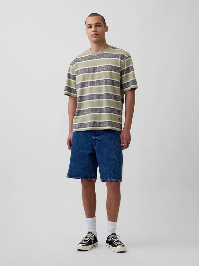 Keith Haring Oversized Çizgili Tişört