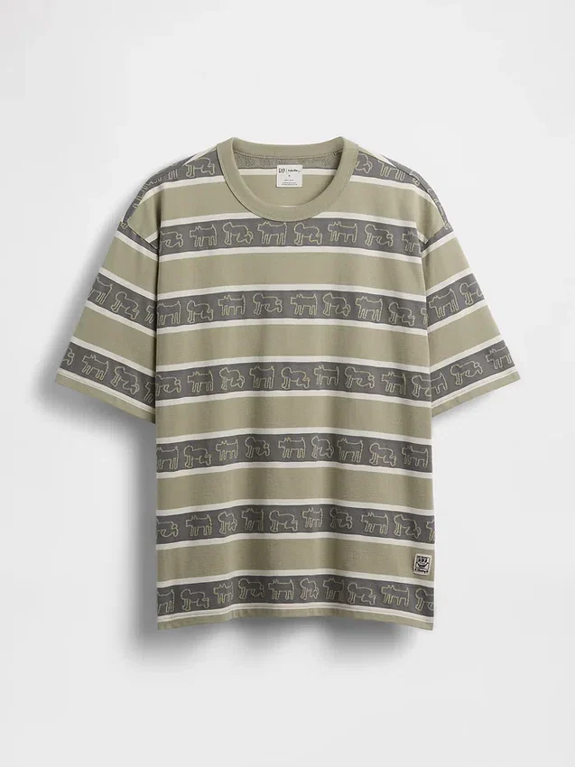 Keith Haring Oversized Çizgili Tişört