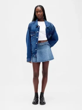 Kemerli Denim Mini Etek