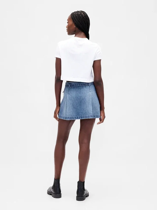 Kemerli Denim Mini Etek