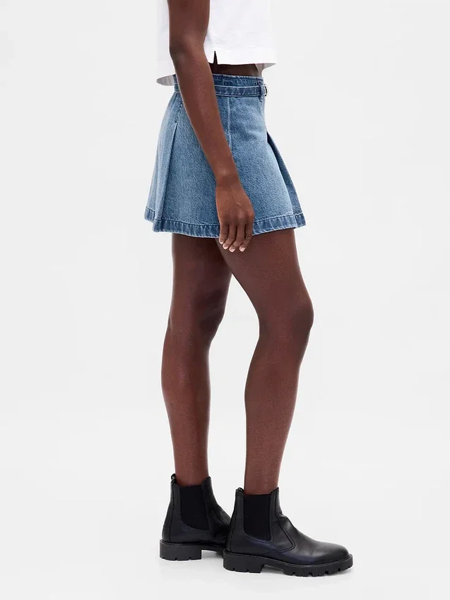 Kemerli Denim Mini Etek