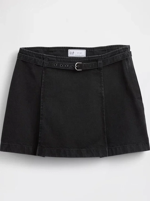 Kemerli Denim Mini Etek