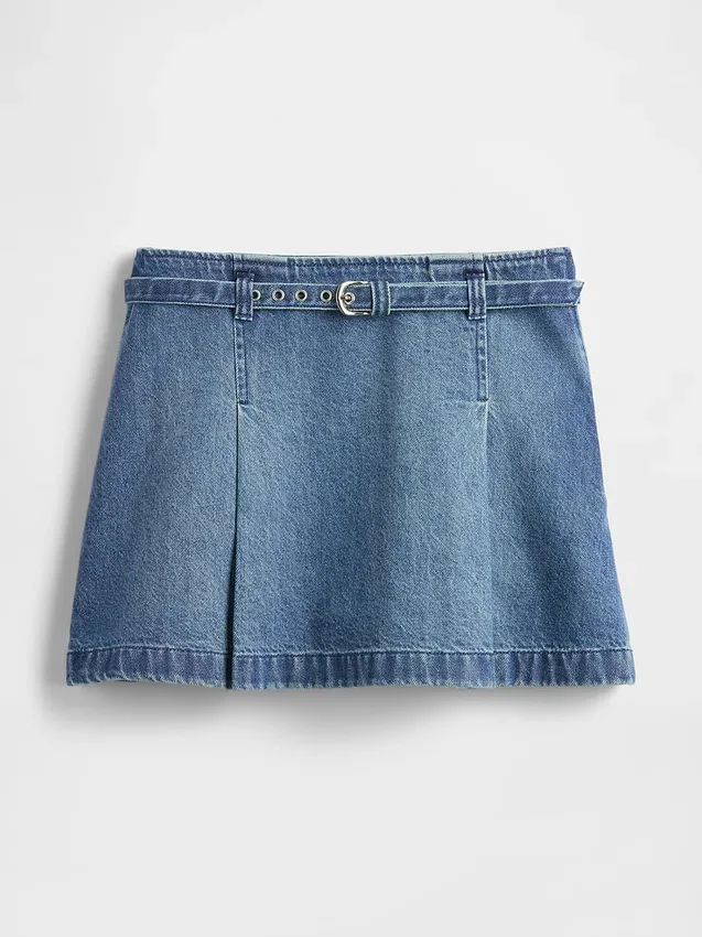 Kemerli Denim Mini Etek