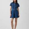 Kemerli Denim Mini Gömlek Elbise
