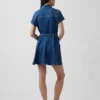 Kemerli Denim Mini Gömlek Elbise