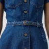 Kemerli Denim Mini Gömlek Elbise