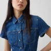 Kemerli Denim Mini Gömlek Elbise