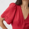 Keten Karışımlı Belden Sıkılaştırmalı Mini Gömlek Elbise
