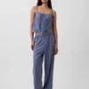 Keten Karışımlı Dantel Kenarlı Pijama Pantolonu