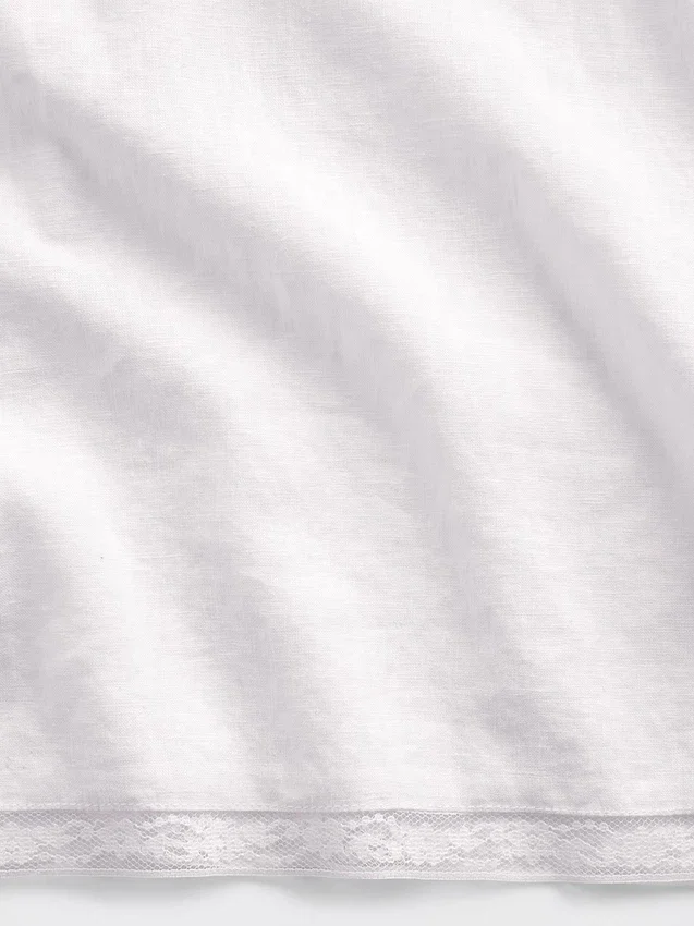 Keten Karışımlı Dantel Kenarlı Pijama Pantolonu