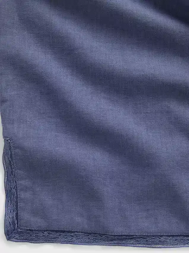 Keten Karışımlı Dantel Kenarlı Pijama Pantolonu