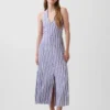 Keten Karışımlı Halter Maxi Elbise