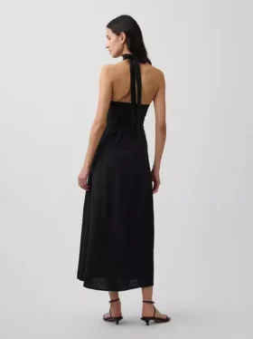 Keten Karışımlı Halter Maxi Elbise