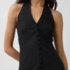 Keten Karışımlı Halter Maxi Elbise