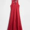 Keten Karışımlı Halter Maxi Elbise