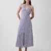 Keten Karışımlı Halter Maxi Elbise