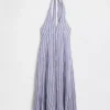 Keten Karışımlı Halter Maxi Elbise