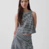 Keten Karışımlı Kısa Kesim Tank Top
