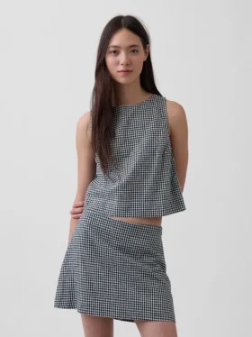 Keten Karışımlı Kısa Kesim Tank Top