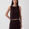 Keten Karışımlı Kısa Kesim Tank Top