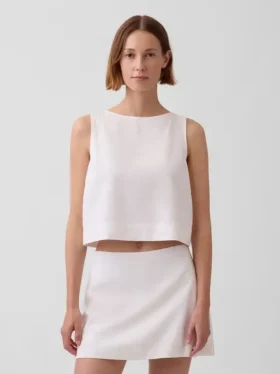 Keten Karışımlı Kısa Kesim Tank Top