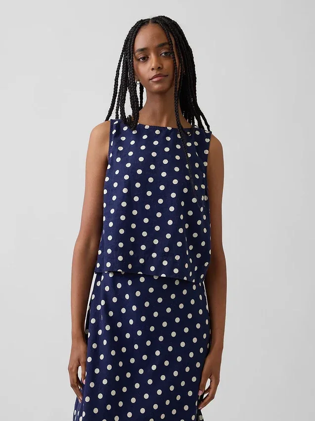 Keten Karışımlı Kısa Kesim Tank Top