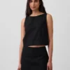 Keten Karışımlı Kısa Kesim Tank Top
