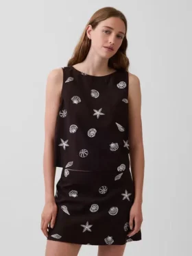 Keten Karışımlı Kısa Kesim Tank Top