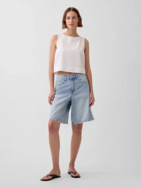 Keten Karışımlı Kısa Kesim Tank Top