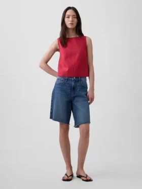 Keten Karışımlı Kısa Kesim Tank Top