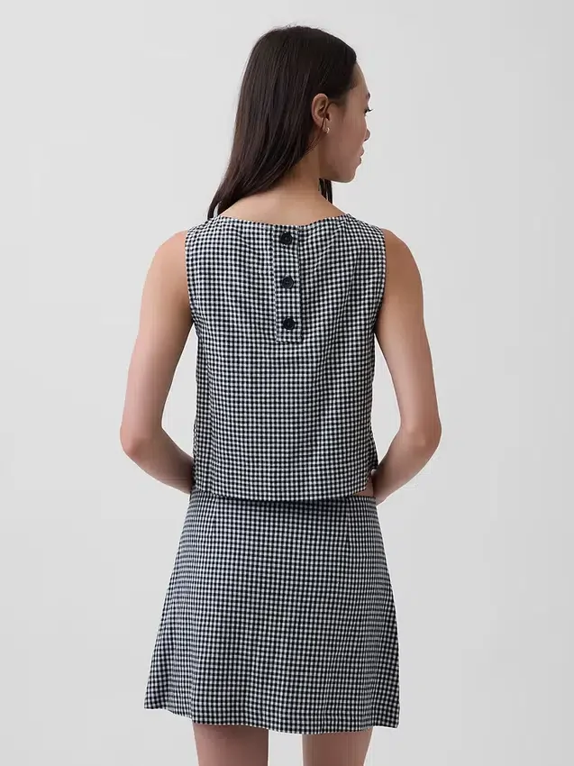 Keten Karışımlı Kısa Kesim Tank Top
