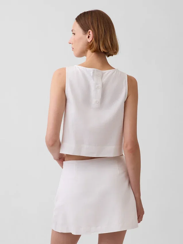 Keten Karışımlı Kısa Kesim Tank Top