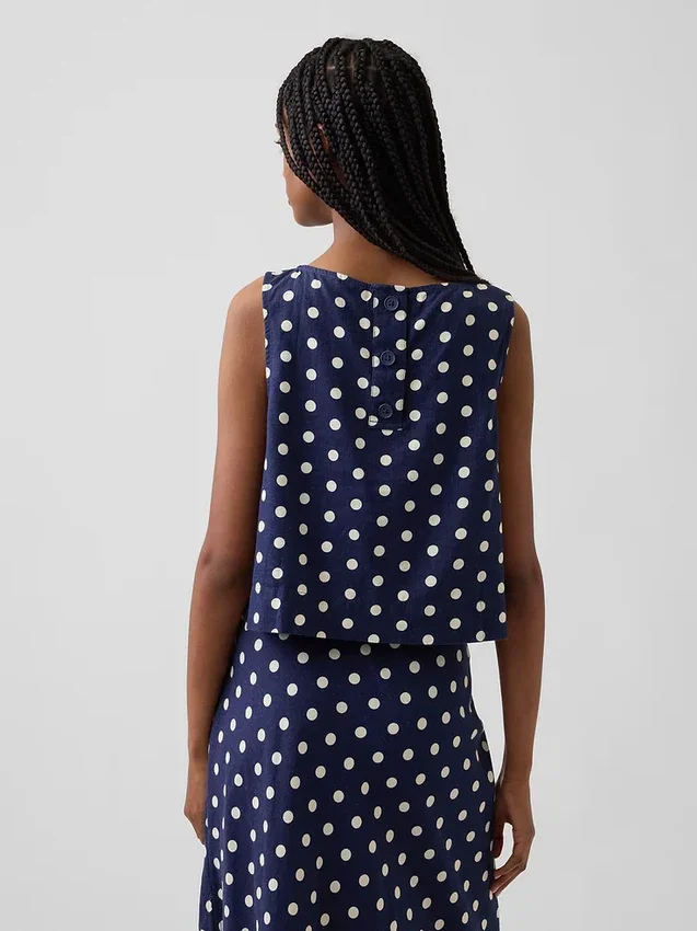 Keten Karışımlı Kısa Kesim Tank Top