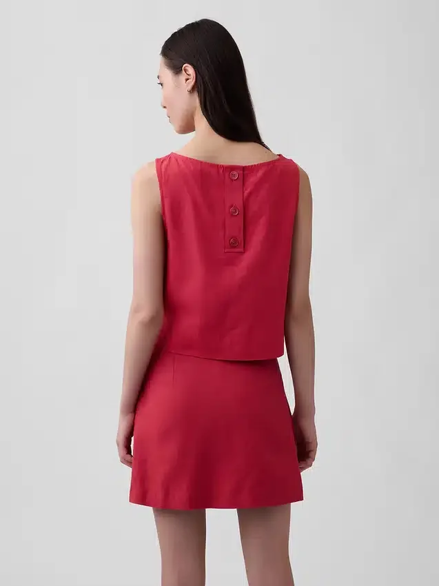 Keten Karışımlı Kısa Kesim Tank Top