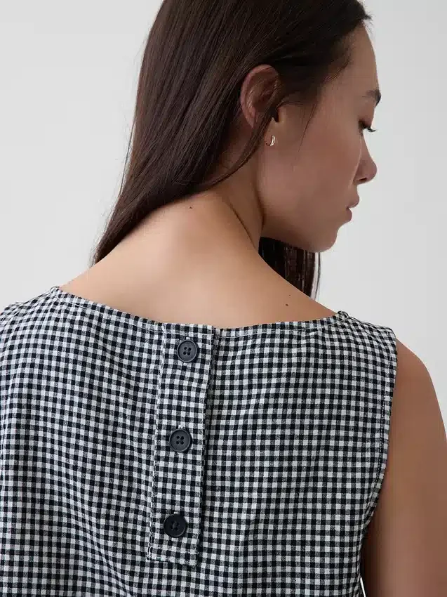 Keten Karışımlı Kısa Kesim Tank Top