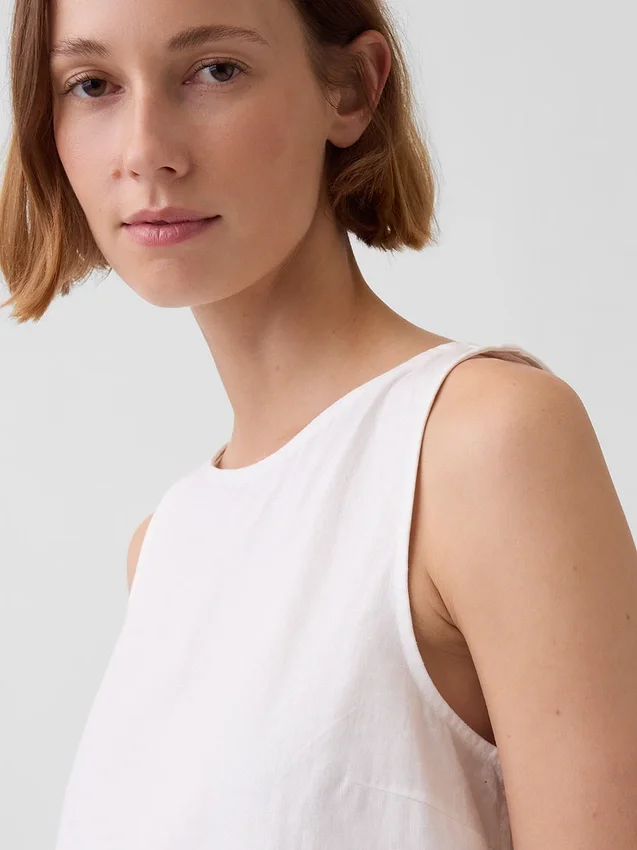 Keten Karışımlı Kısa Kesim Tank Top