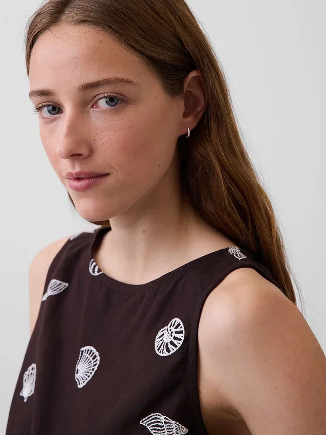 Keten Karışımlı Kısa Kesim Tank Top