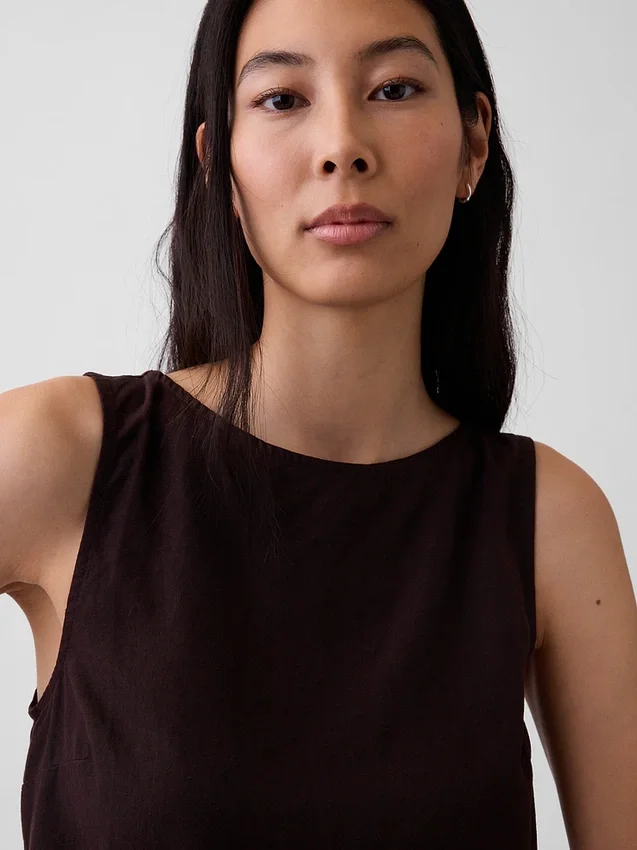 Keten Karışımlı Kısa Kesim Tank Top