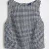 Keten Karışımlı Kısa Kesim Tank Top