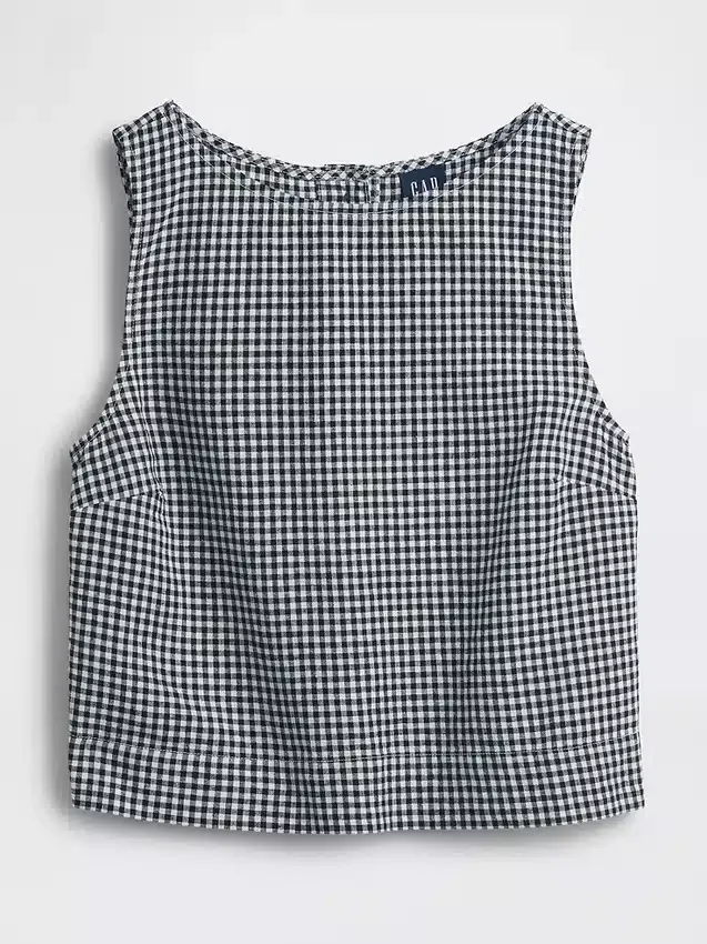 Keten Karışımlı Kısa Kesim Tank Top
